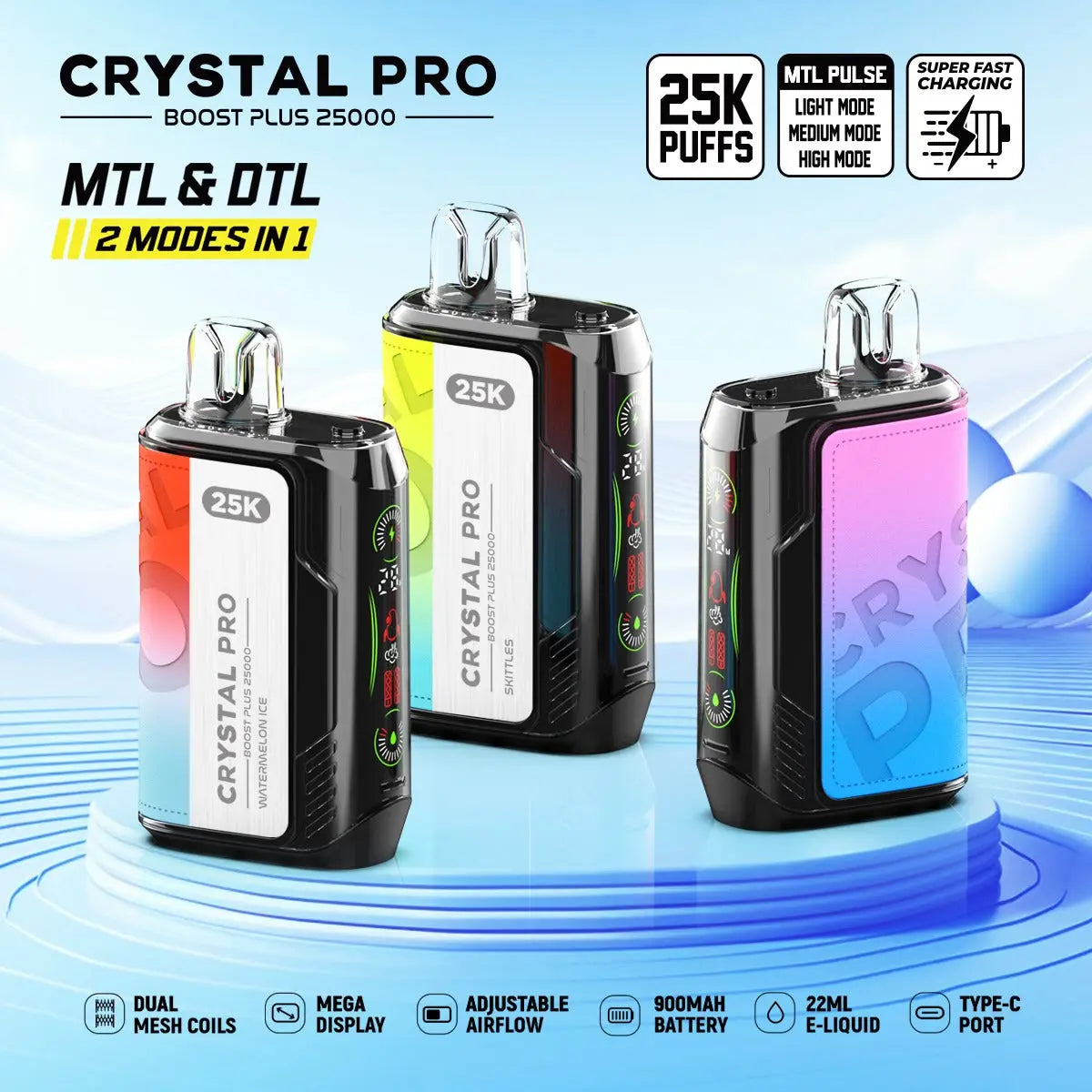 Crystal Pro Boost Plus 25000 - 2-in-1 Vape Device - 0 mg - Box of 5 Vape Wholesale SuppliesNot Found Vape wholesale supplies