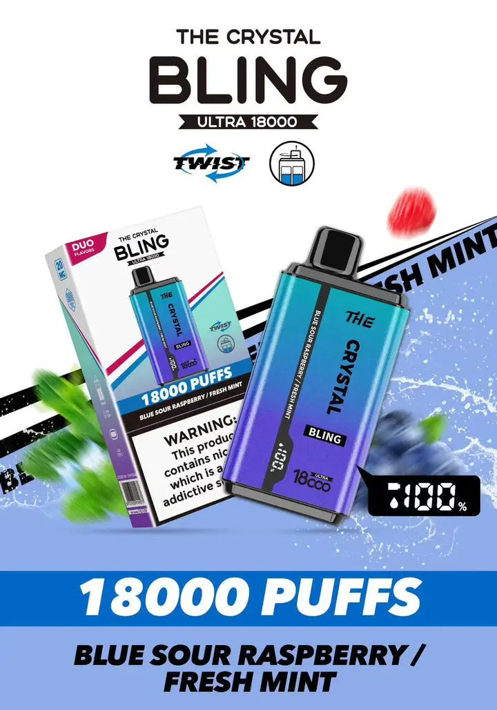 The Crystal Bling Ultra Twist 18000 Disposable Vape Box of 10 Vape Wholesale SuppliesNot Found Vape wholesale supplies