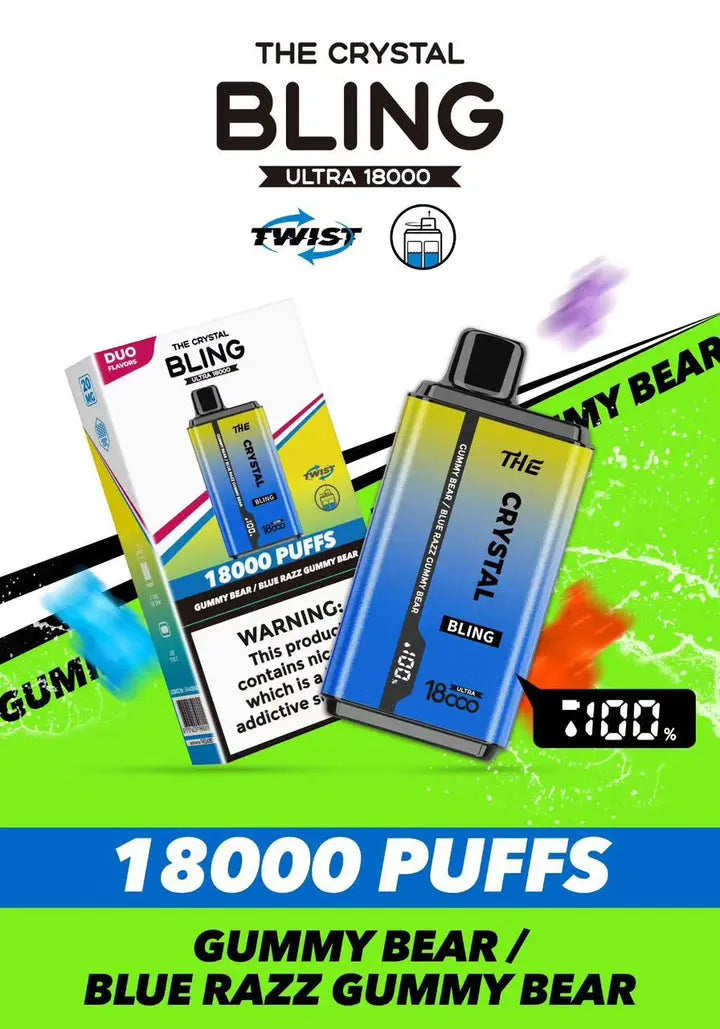 The Crystal Bling Ultra Twist 18000 Disposable Vape Box of 10 Vape Wholesale SuppliesNot Found Vape wholesale supplies